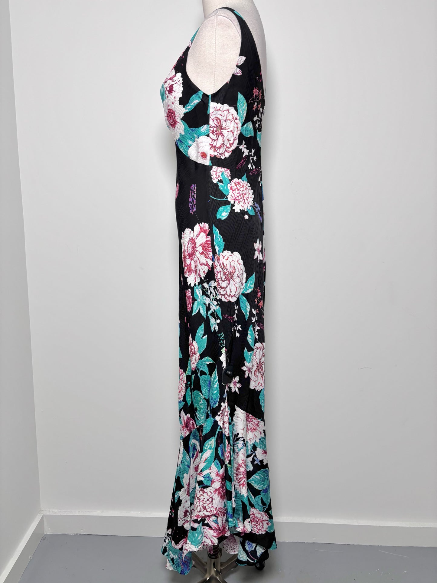 Women Size S Diane Von Furstenberg Black, pink, white, blue Floral Viscose Dress