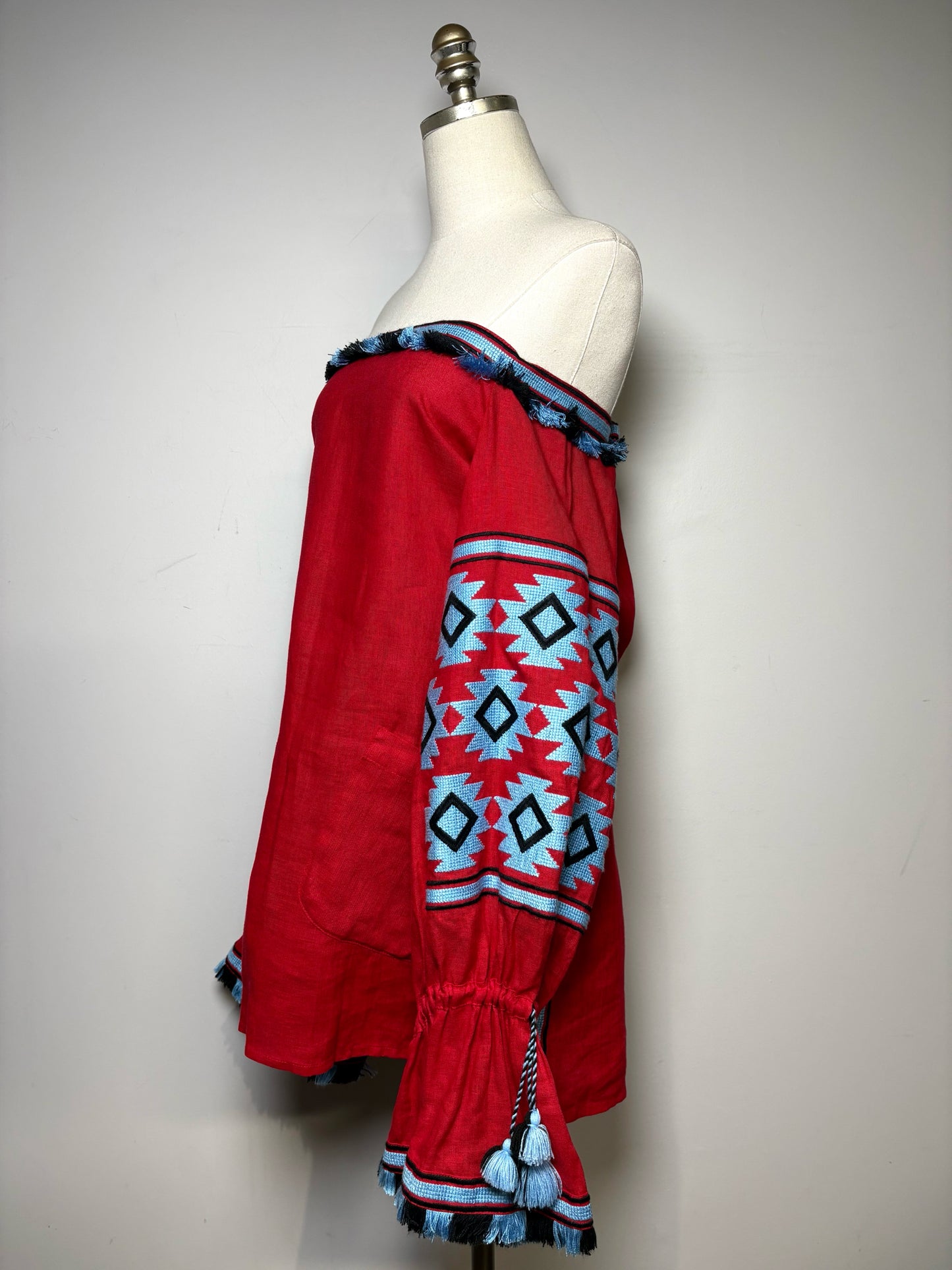 Women Size S March II Red, Blue Embroidered Women's Dress