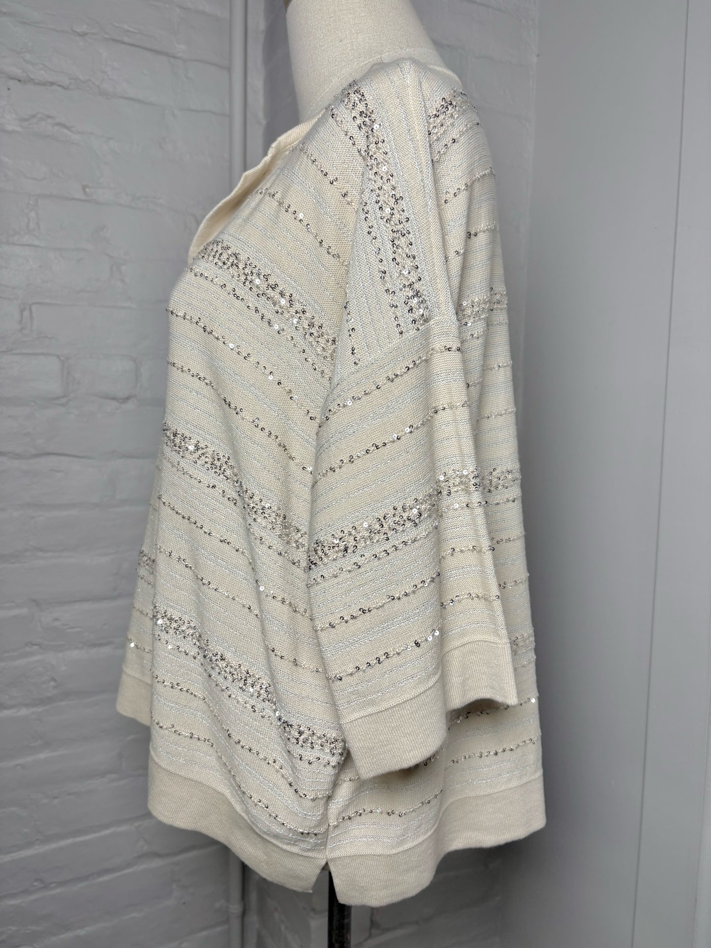 Women Size 42 Amina Rubinacci Cream Sequins Top
