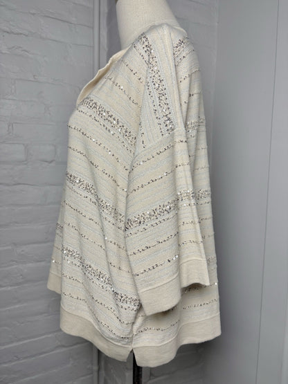 Women Size 42 Amina Rubinacci Cream Sequins Top
