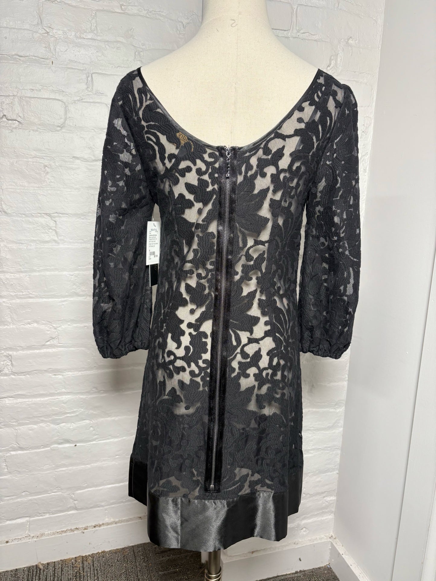 Women Size 4 Laundry by Shelli Segal Black Lace Polyester Not Vintage Dress
