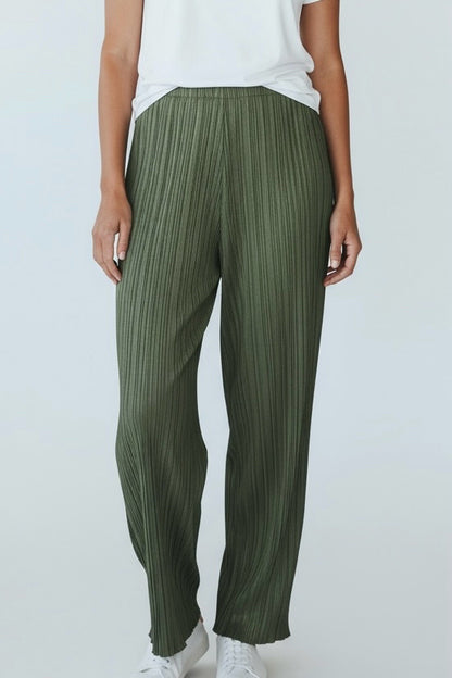 Women Size 5 (S/M) Pleats Please Issey Miyake Hunter Green Pleats Pants