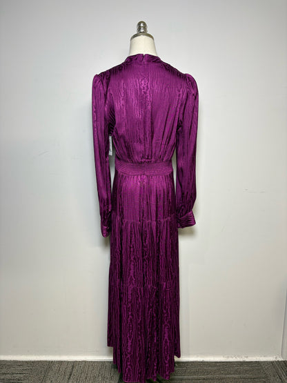 Women Size 10 (L) Diane von Furstenberg Purple Shiny Pre-Owned Tiered Maxi Dress