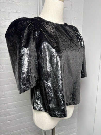 Women Size 42 Jucca Black Metallic Polyester Blouse