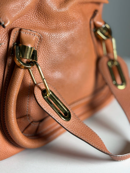 Chloe Paratay Small Roll Top Leather Satchel Orange Pre-owned Bag