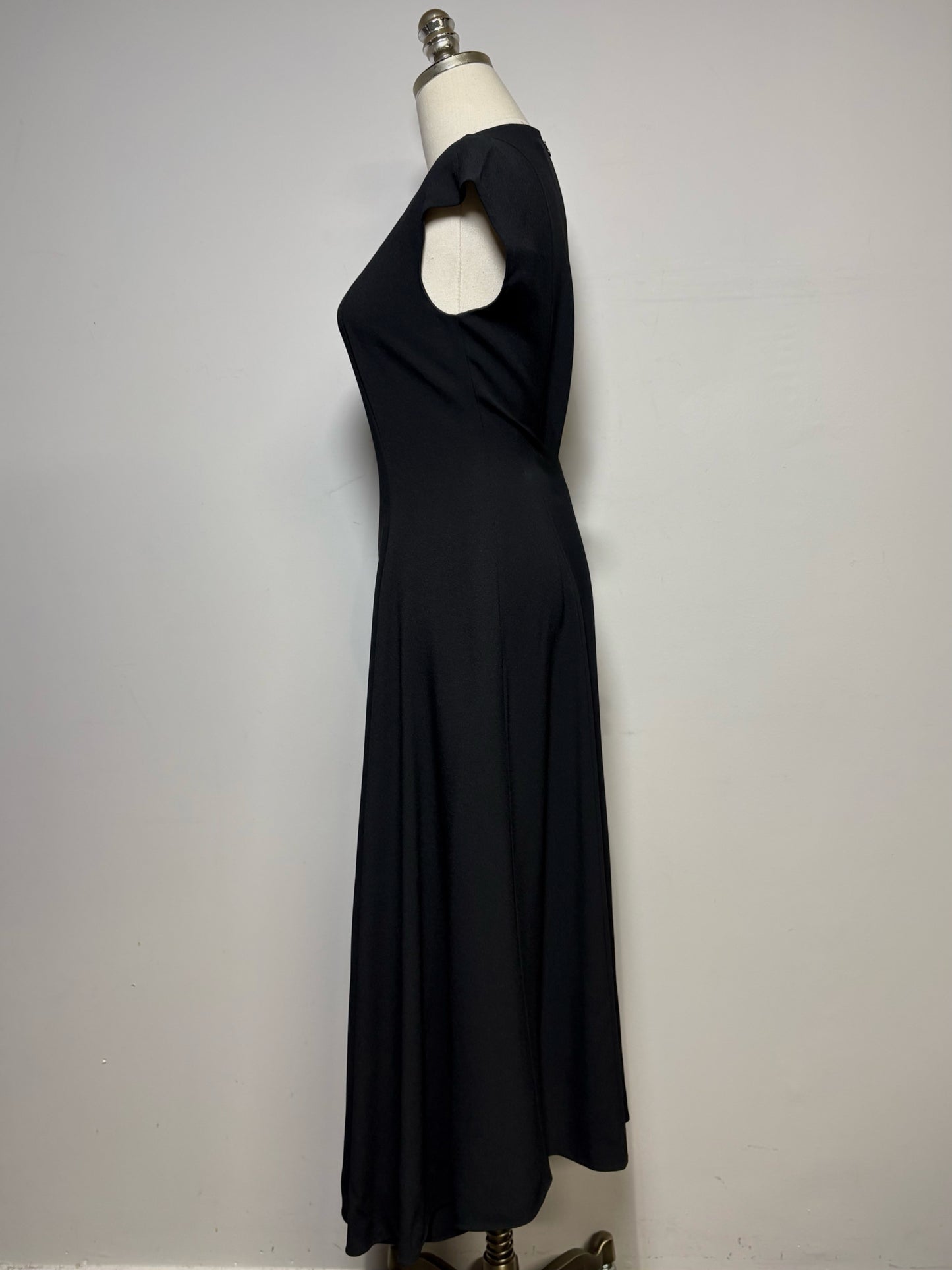 Women Size 2 The Row Black Crepe Asymmetric Hem Pre-owned Midi Dress