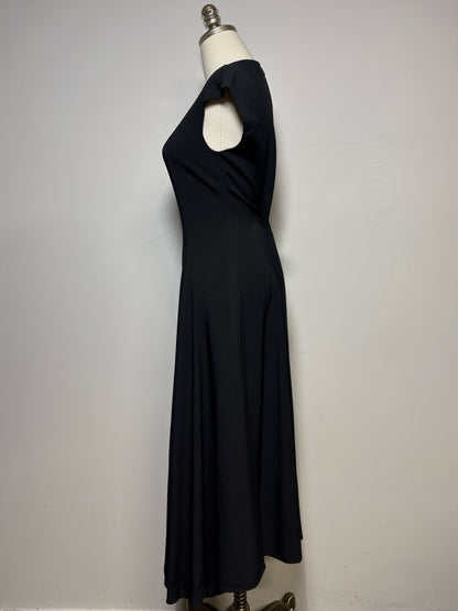 Women Size 2 The Row Black Crepe Asymmetric Hem Pre-owned Midi Dress