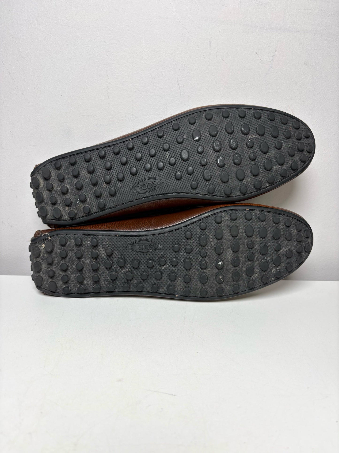 Men Shoe Size 7 Tod's Brown Leather Pre-Owned Gommino Driving Loafers