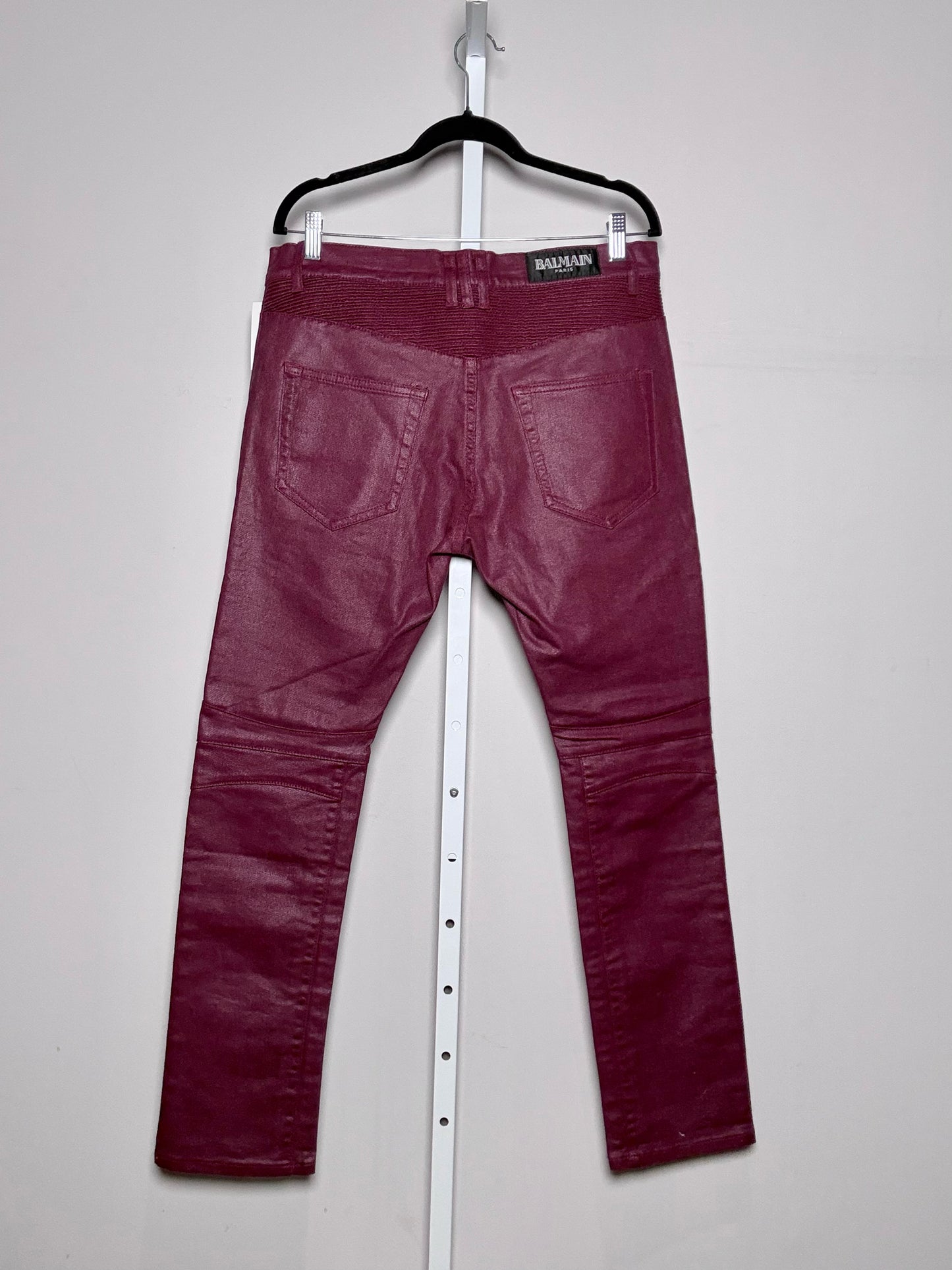Balmain Burgundy 100% Cotton Men's Pants