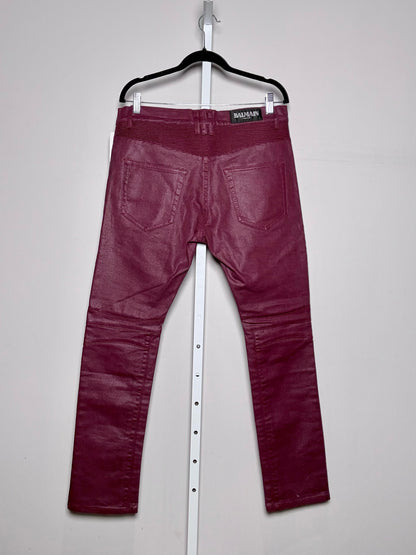 Balmain Burgundy 100% Cotton Men's Pants