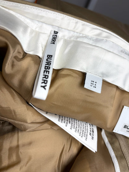 Women Size 4 Burberry Khaki w/Orange Piping Cotton w/Stretch Pre-owned Pants