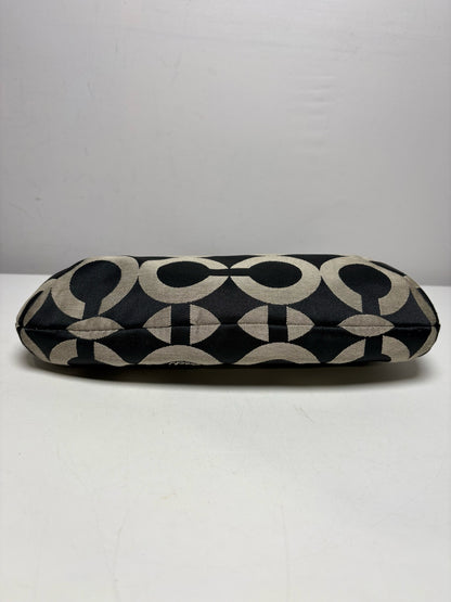 Women's Coach Kristin Grey & Black Canvas Vintage Pre-Owned Shoulder Bag Purse Circa 2010