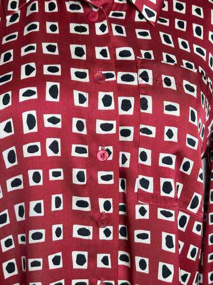 Women Size M Staud Red, Black, White Print Women's 100% Polyester Blouse
