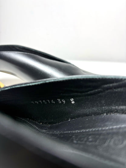 Women's Shoe Size 39 Alexander McQueen Armadillo 55 Black Leather Pre-Owned Mule Kitten Heels