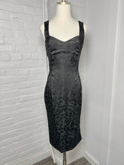Women Size 4 ZAC POSEN Black Embroidered Vintage Dress