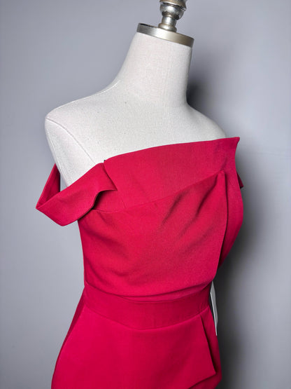 Women Size 6 Black Halo Red Solid Dress