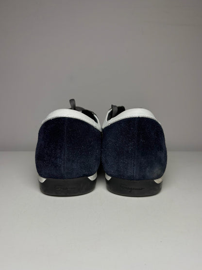Salvatore Ferragamo Blue, Gray, White Cowhide Leather, Suede Leather Sneakers