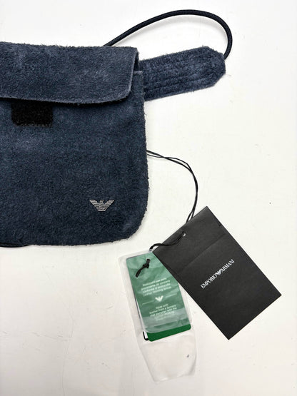 Emporio Armani Slate Blue Suede Men's Bag Pre-Owned NWT