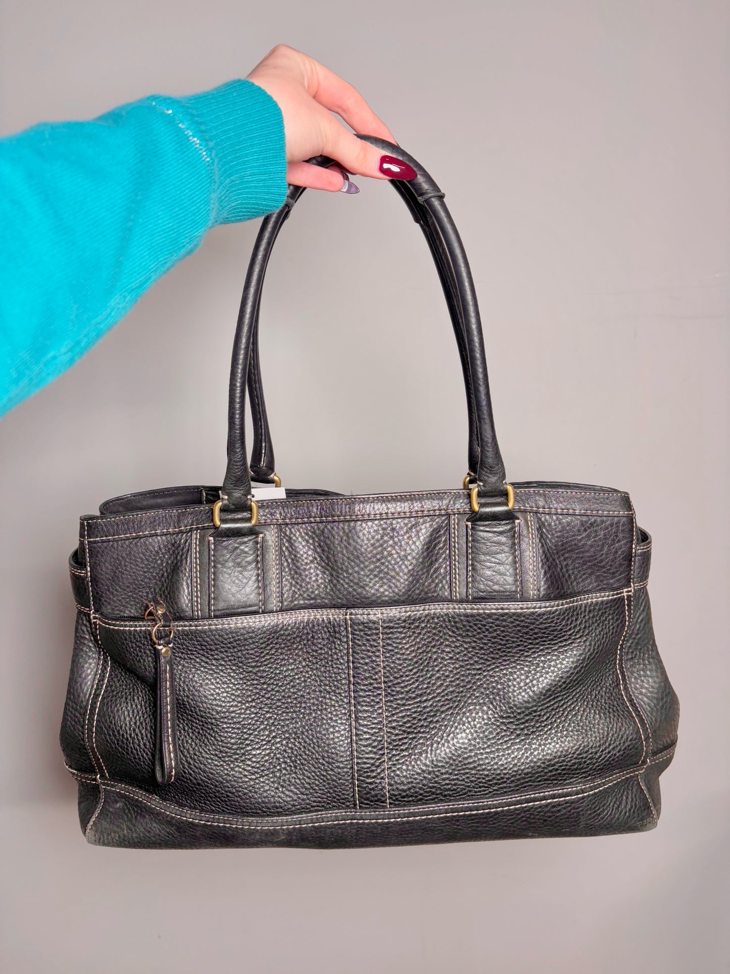 Leather Coach Solid Vintage Leather Black Purse