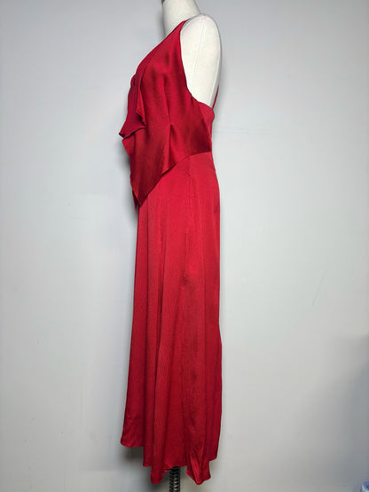 Women Size 6 Roland Mouret Tolima Red Hammered Silk Pre-owned, NWT Dress