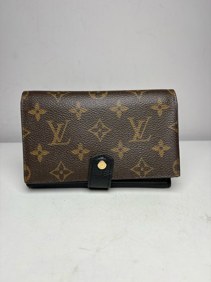Louis Vuitton Pallas Compact Brown Monogram Canvas & Black Leather Pre-Owned Wallet
