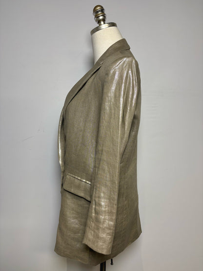 Size 2 Emerson Fry Metallic Gold Women's Pre-owned Blazer