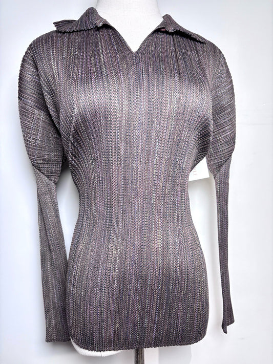 Women Size F (Free/One Size) Issey Miyake Brown Stripe Stretch Top