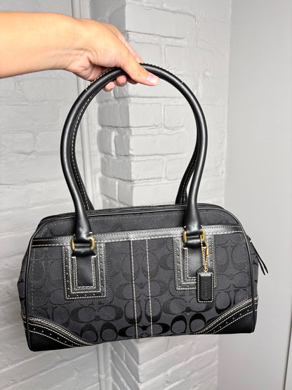 Coach Monogram Canvas, Leather Signature Black Purse