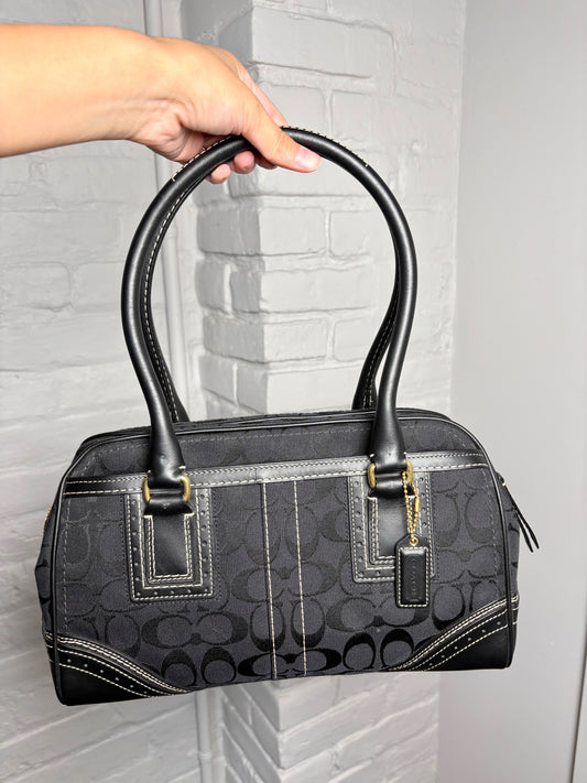 Coach Monogram Canvas, Leather Signature Black Purse