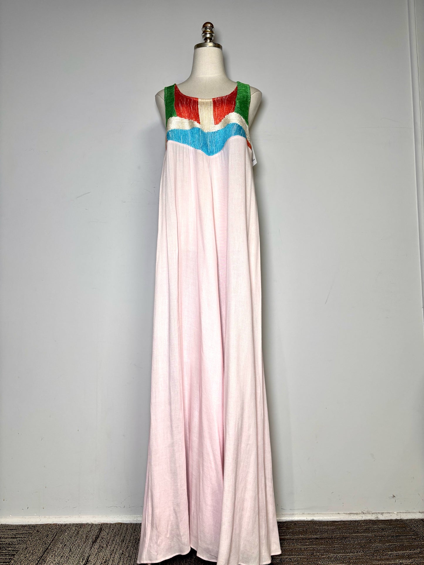 Women Size S Mara Hoffman Pink Solid w/Embroidery Midi Dress