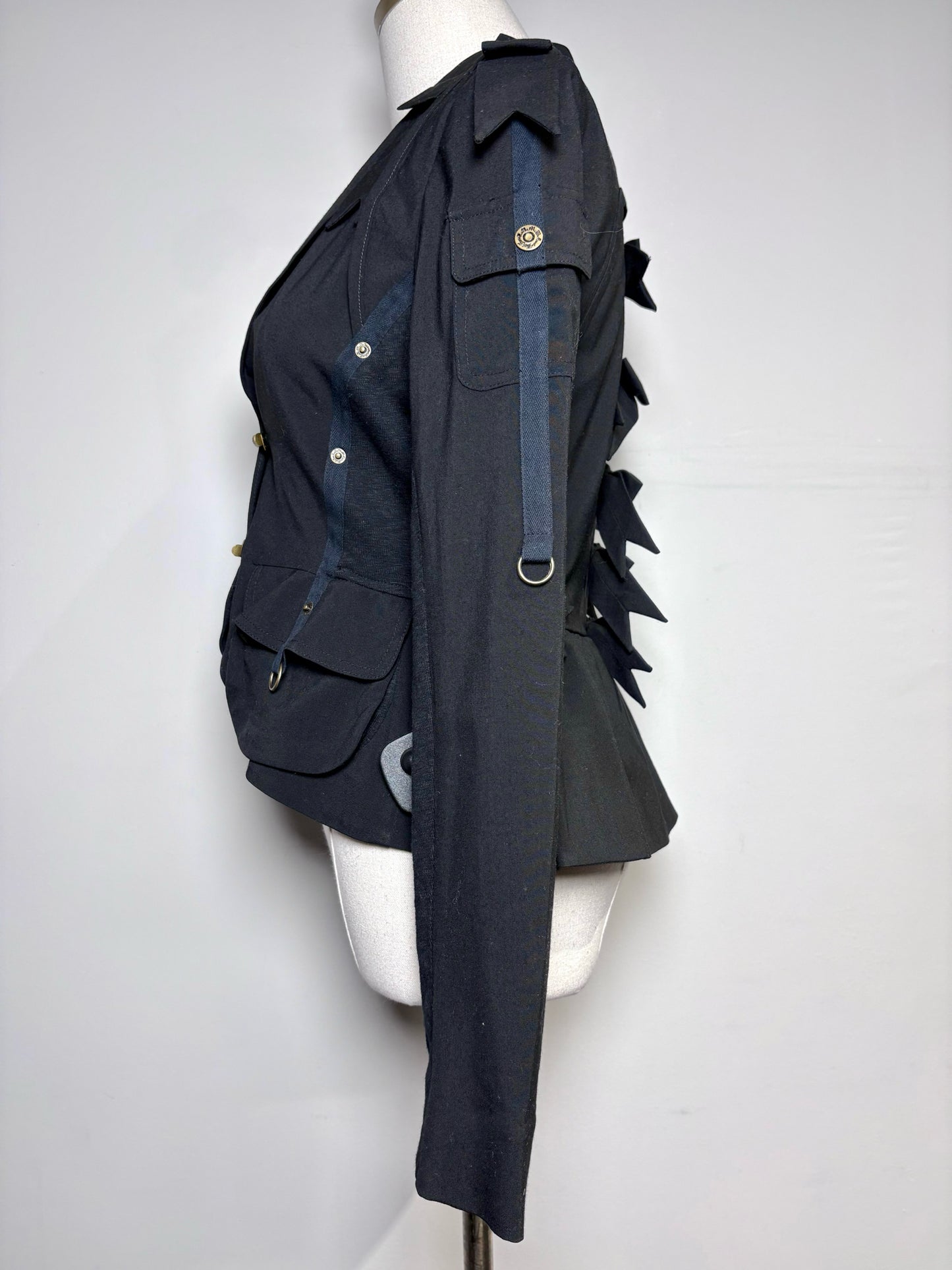 Women Size 8 LAMB Black Solid Wool Jacket
