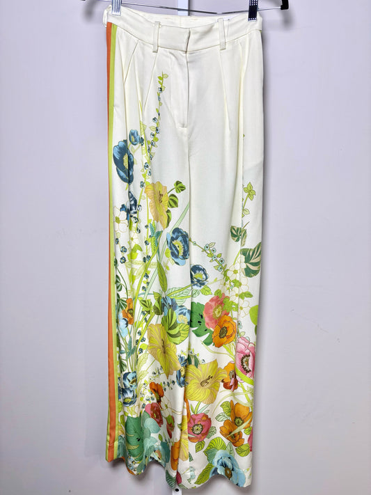 Women Size 0 Alemais Yellow Floral Print Lyocell NWT Pants