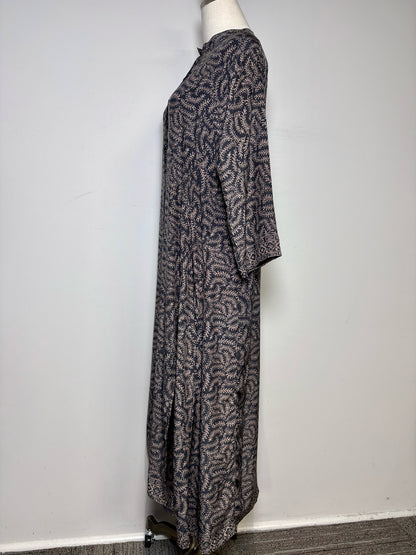 Women Size S Natalie Martin Black & Brown Foliage 100% Silk Women's Dress