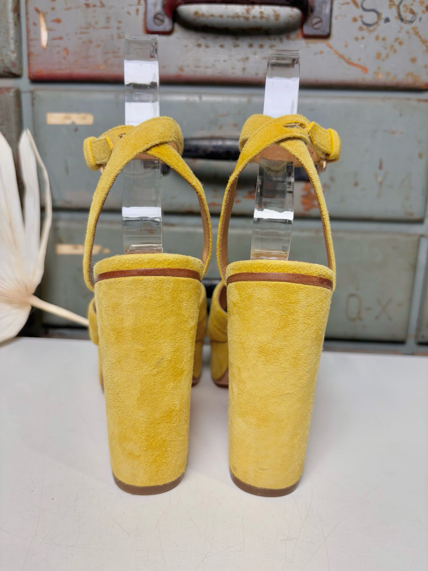 W Shoe Size 6 Coach Yellow Suede Heels