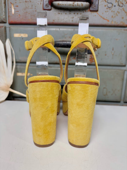 W Shoe Size 6 Coach Yellow Suede Heels