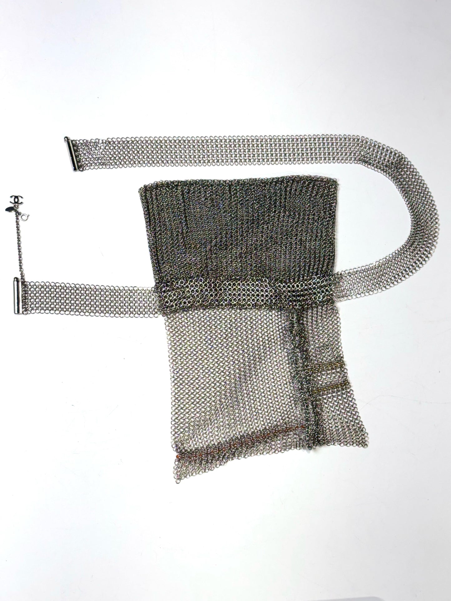 Chanel Chainmail Vintage 1999 Metal Silver Belt Bag