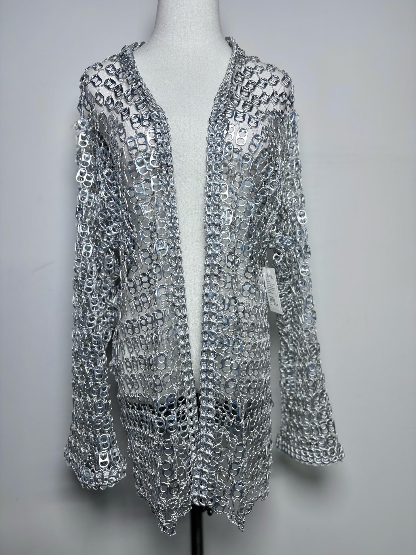 Women One Size Escama Studio 'Debra Silver Aluminum Pop Tabs Crochet Jacket