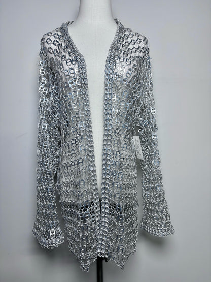 Women One Size Escama Studio 'Debra Silver Aluminum Pop Tabs Crochet Jacket