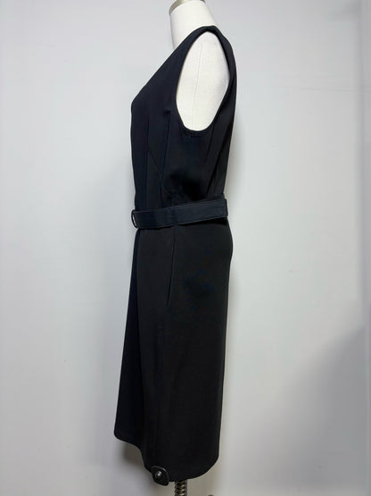 Women Size L Lafayette 148 Black Solid Dress