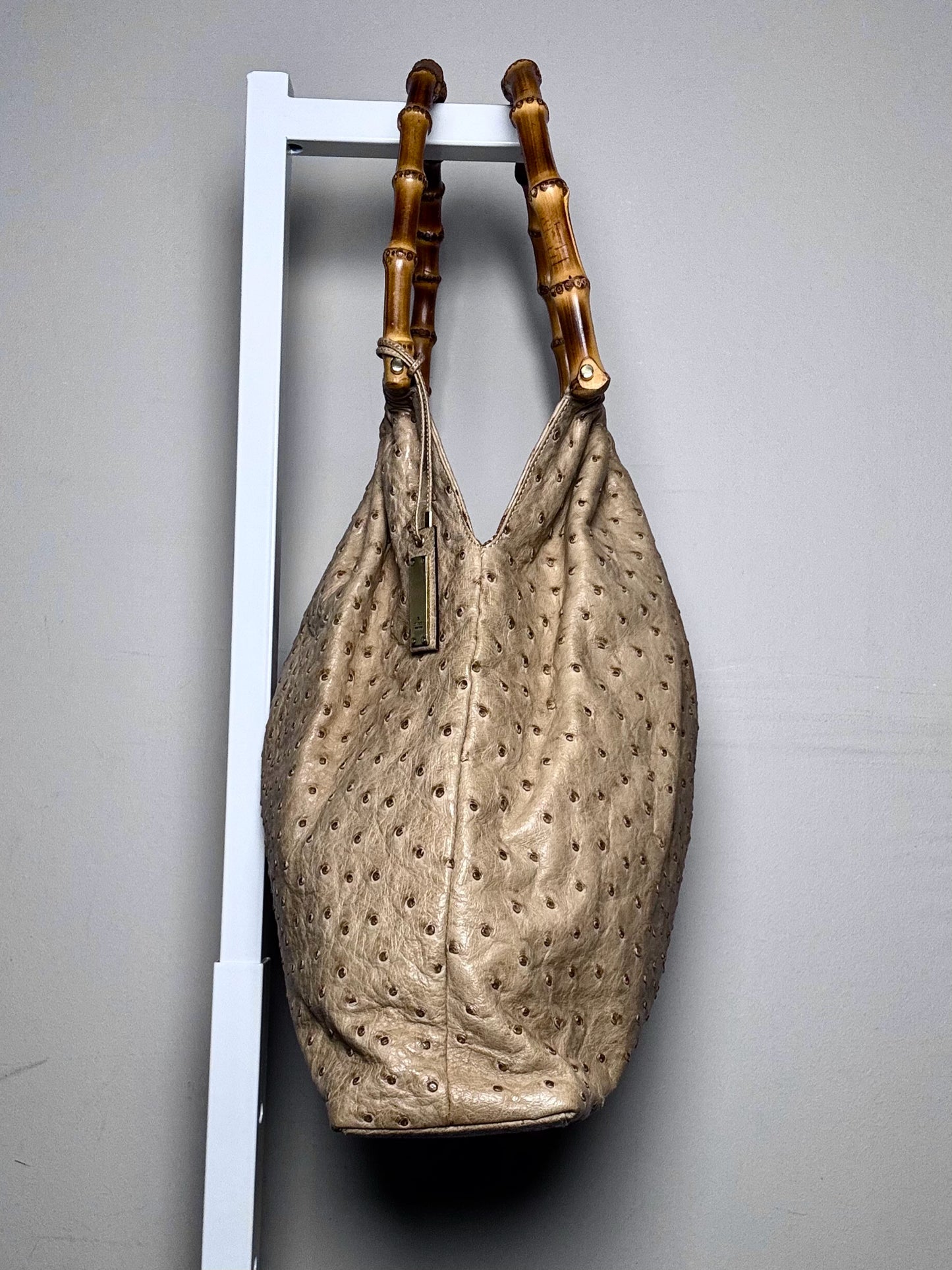Gucci Solid Vintage Leather Pre-owned Taupe Ostrich Purse