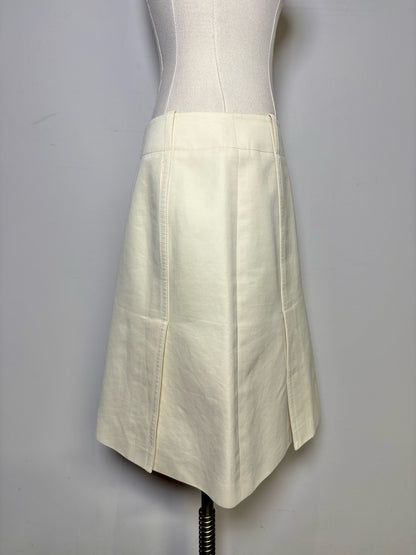 Women Size 44 (10, US) Loro Piana Ivory Pure Silk Pre-owned Knee Length Skirt
