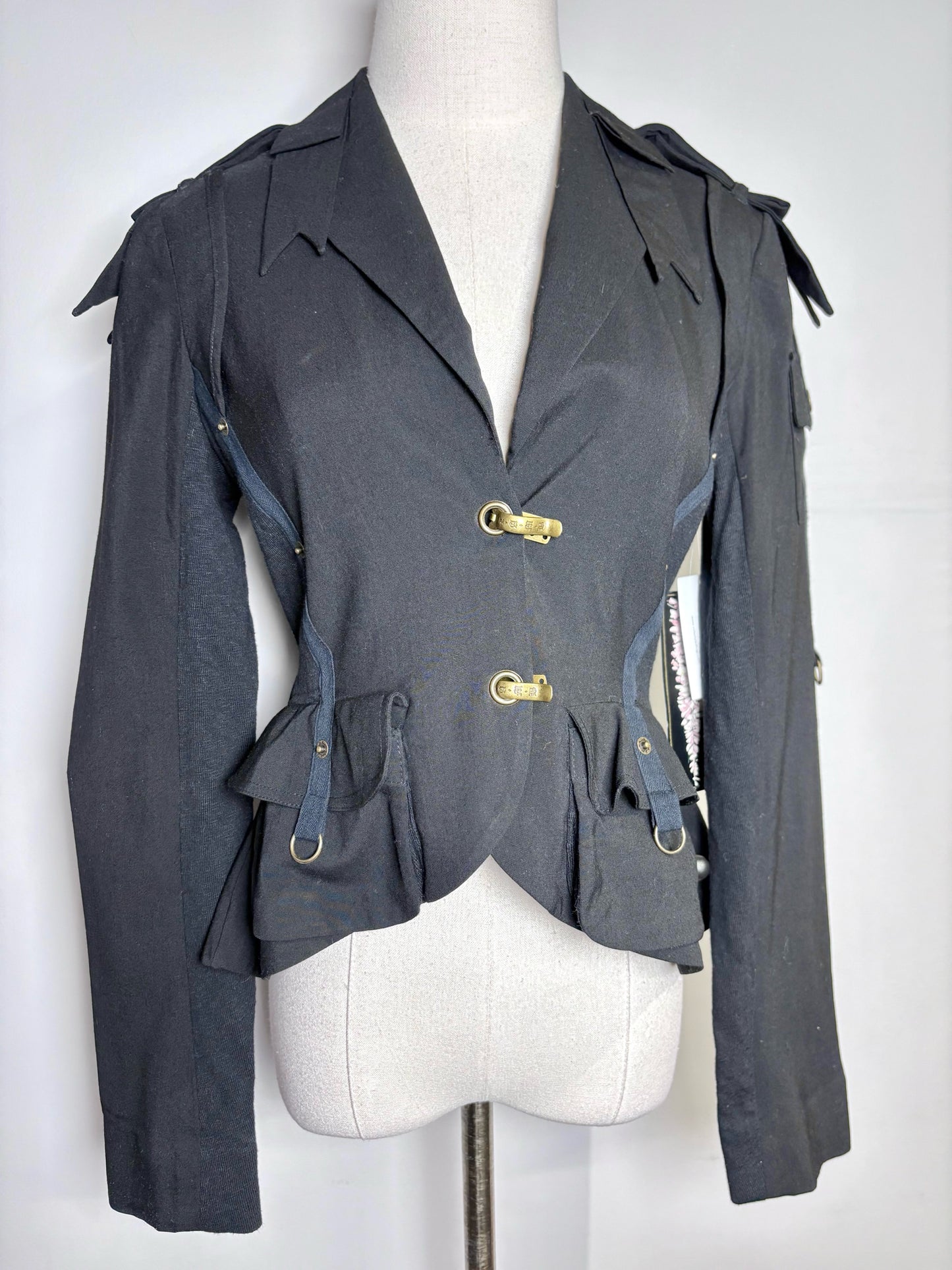 Women Size 8 LAMB Black Solid Wool Jacket