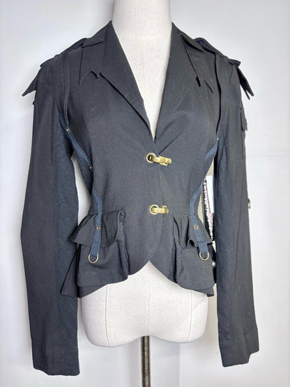 Women Size 8 LAMB Black Solid Wool Jacket