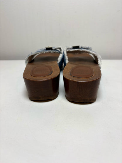 W Shoe Size 9 Re/Done & Dr. Scholls Brown, Blue Wood Women's Pre-owned Clogs