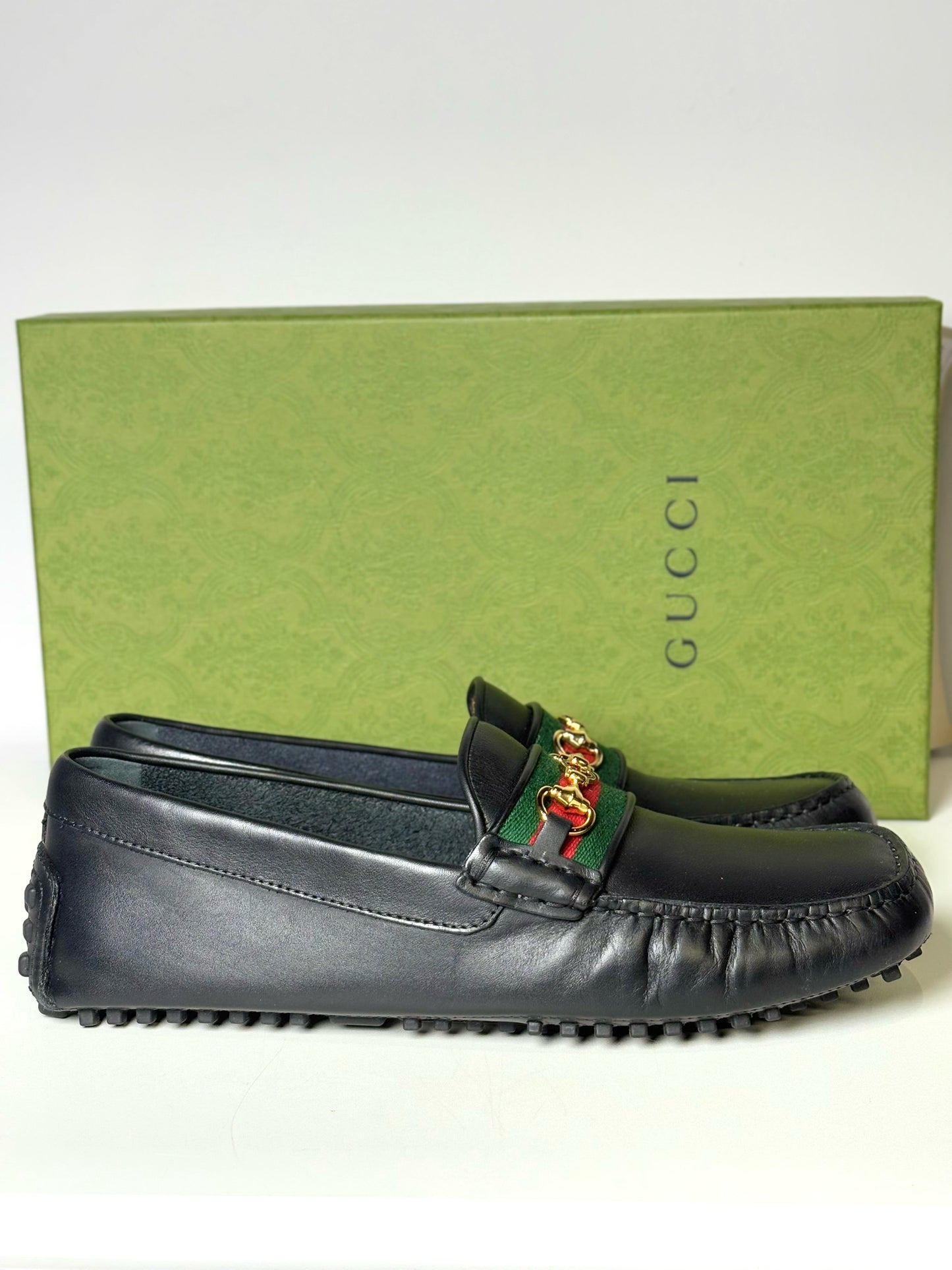 Gucci Black Leather Solid Mens Shoe Size 7.5 Men's Loafers