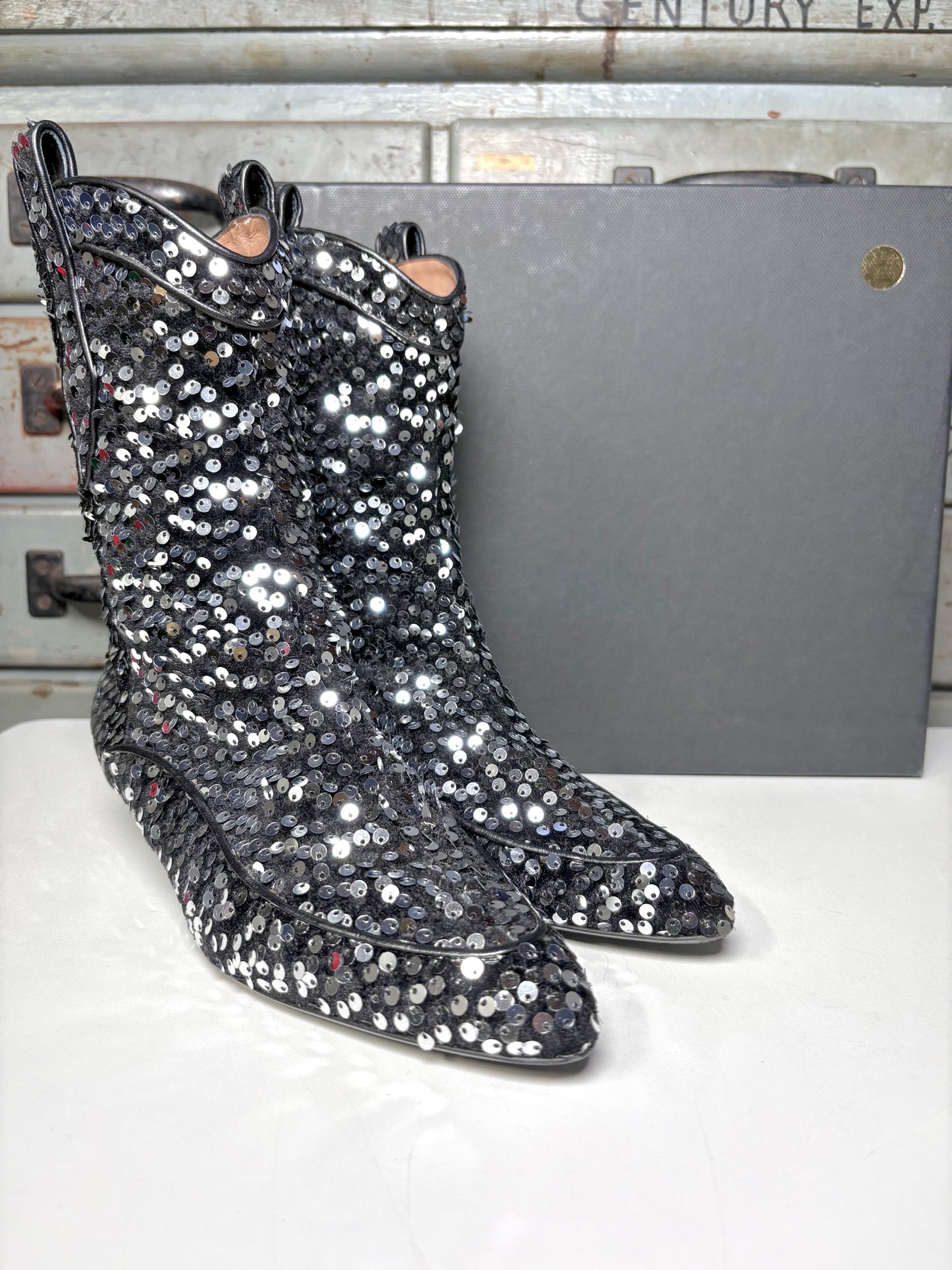 W Shoe Size 39 (8.5 US) Laurence Dacade Black Sequins Vanessa Ankle Boots
