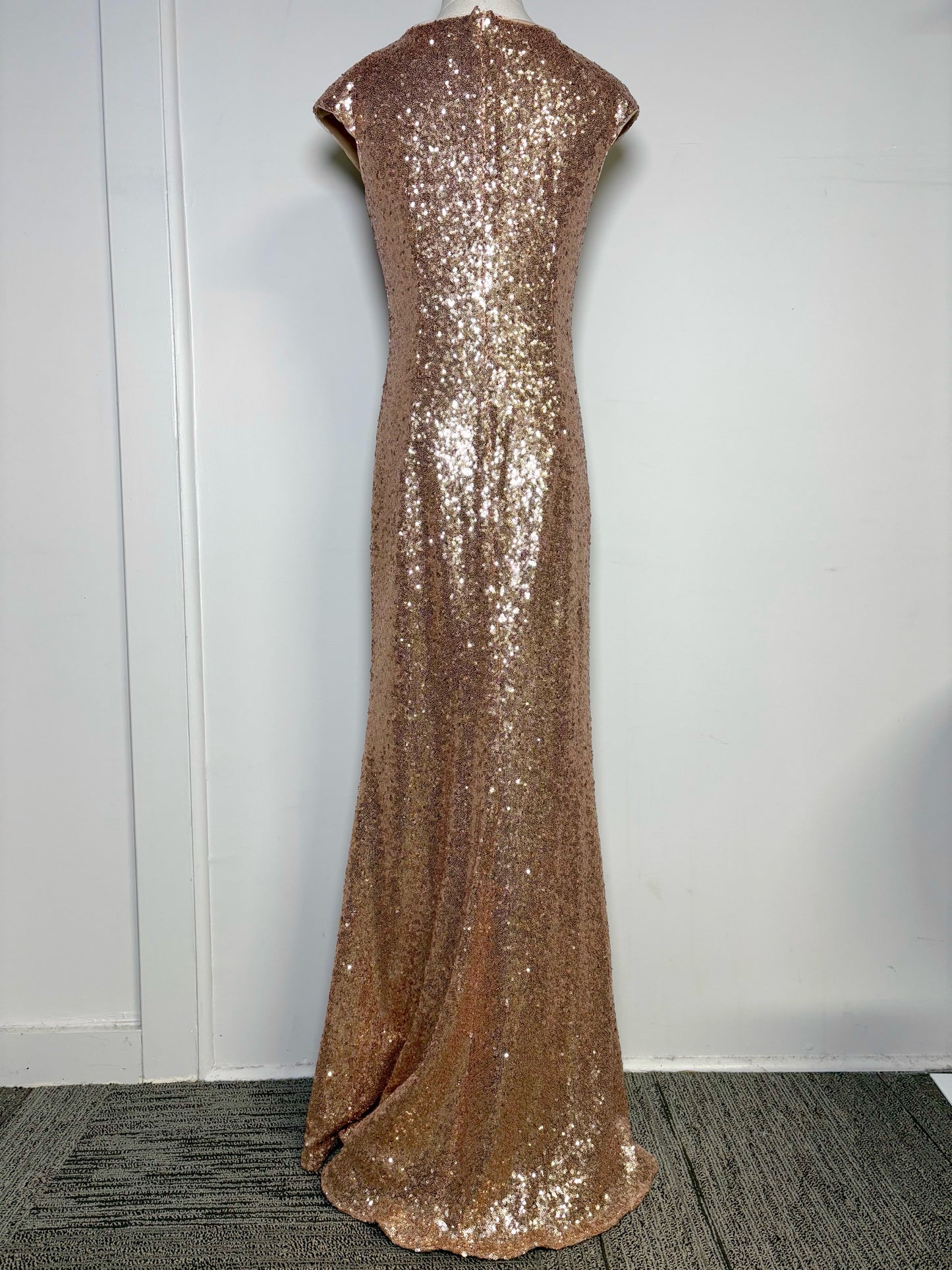 Women Size 6 Theia Rose gold Sequins Gown