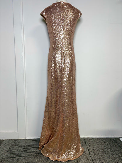 Women Size 6 Theia Rose gold Sequins Gown