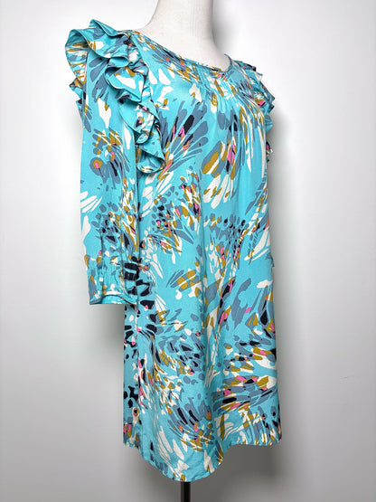 Women Size 6 Tibi Blue, white, brown, pink Print Silk Dress