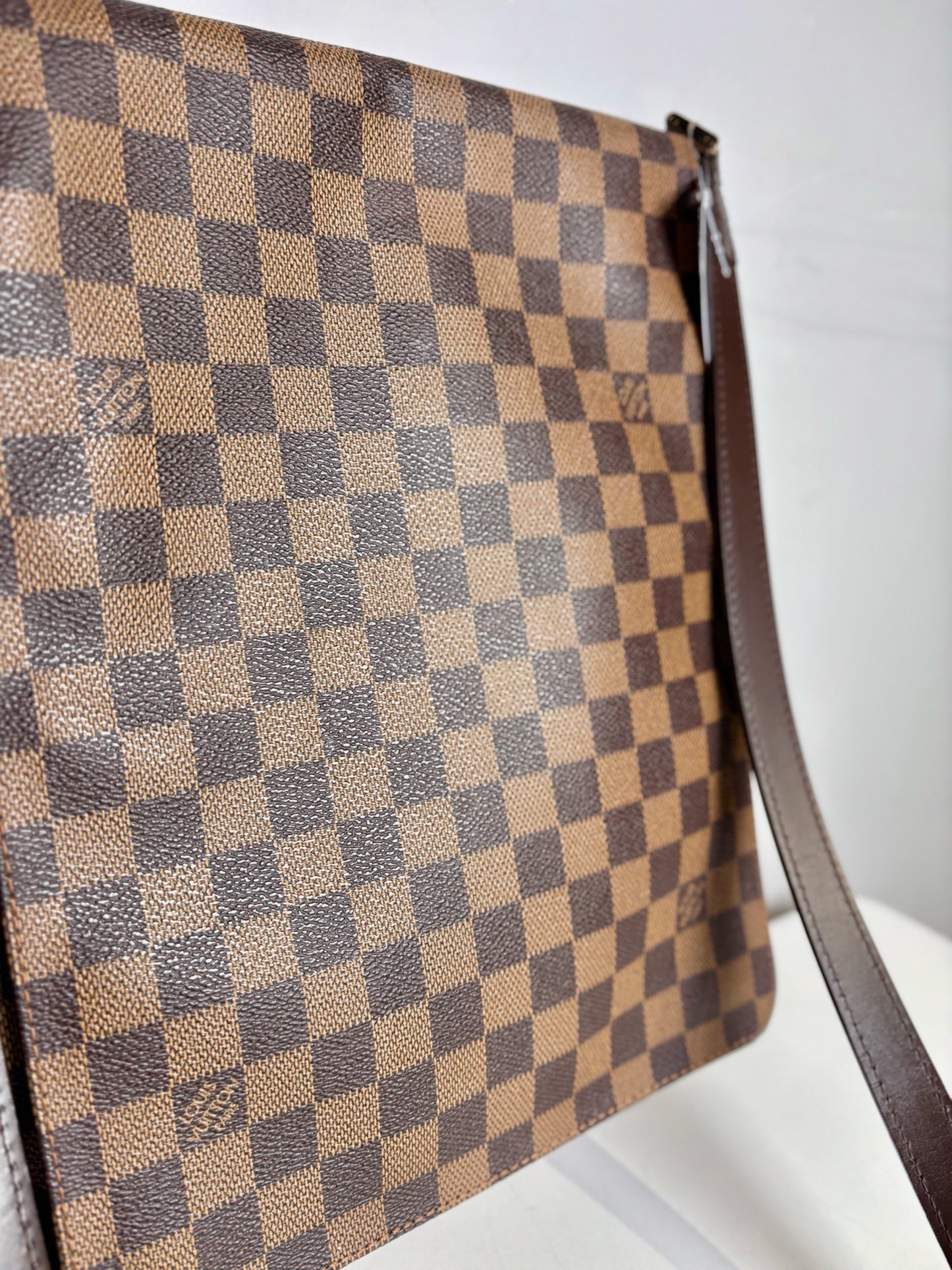 Coated Canvas Louis Vuitton Damier Ebene Brown Large Purse